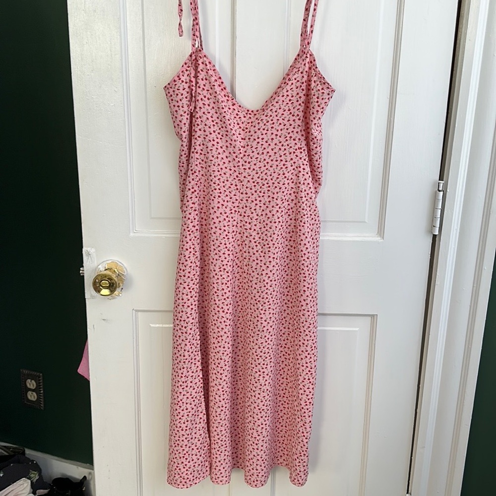 Pink Dress With Red Roses